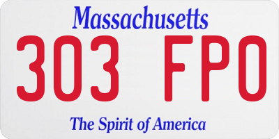 MA license plate 303FP0