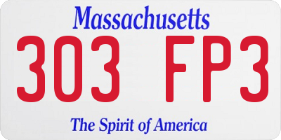 MA license plate 303FP3