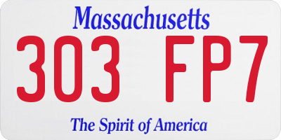 MA license plate 303FP7