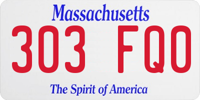 MA license plate 303FQ0