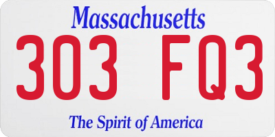 MA license plate 303FQ3