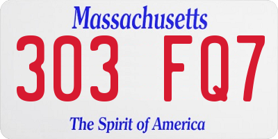 MA license plate 303FQ7