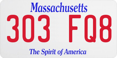 MA license plate 303FQ8