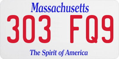 MA license plate 303FQ9