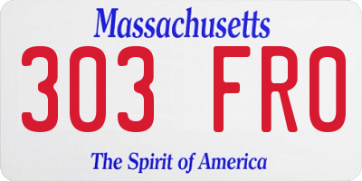 MA license plate 303FR0