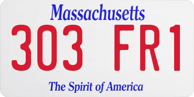 MA license plate 303FR1