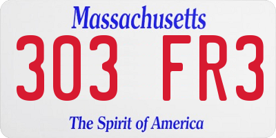 MA license plate 303FR3