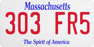 MA license plate 303FR5