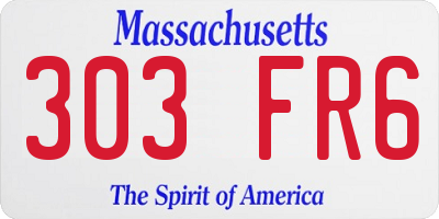 MA license plate 303FR6
