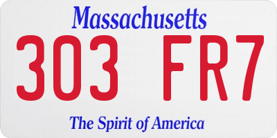 MA license plate 303FR7