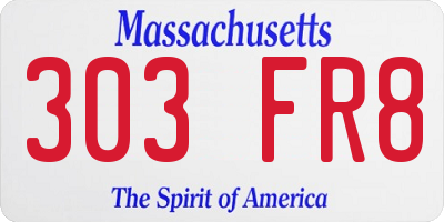 MA license plate 303FR8