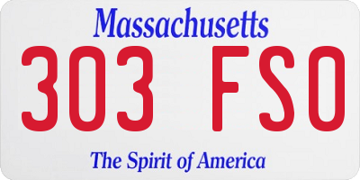MA license plate 303FS0