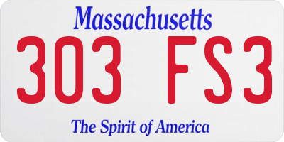 MA license plate 303FS3