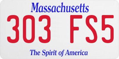MA license plate 303FS5