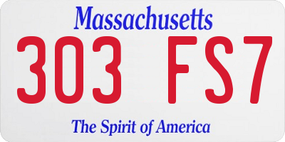 MA license plate 303FS7
