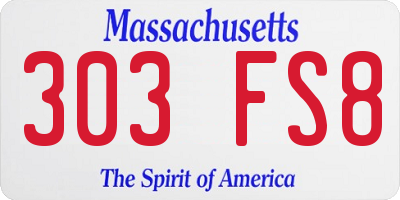 MA license plate 303FS8