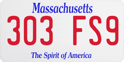 MA license plate 303FS9