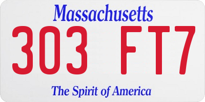 MA license plate 303FT7