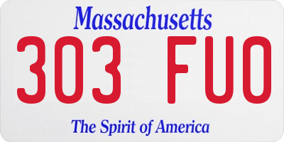 MA license plate 303FU0