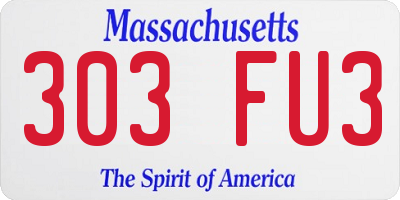 MA license plate 303FU3