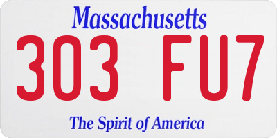 MA license plate 303FU7