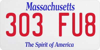 MA license plate 303FU8