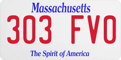 MA license plate 303FV0