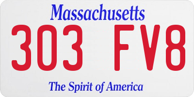 MA license plate 303FV8