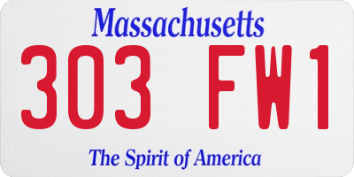 MA license plate 303FW1