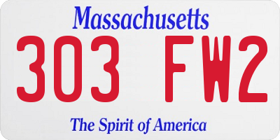 MA license plate 303FW2