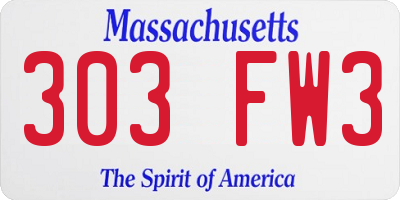 MA license plate 303FW3