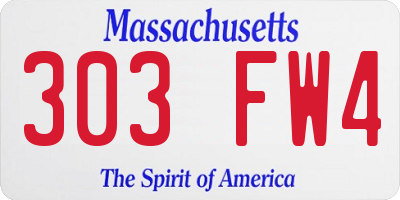 MA license plate 303FW4