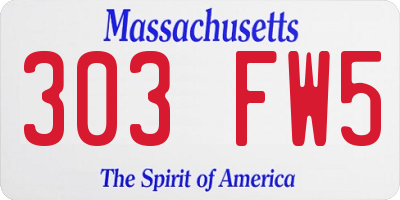 MA license plate 303FW5