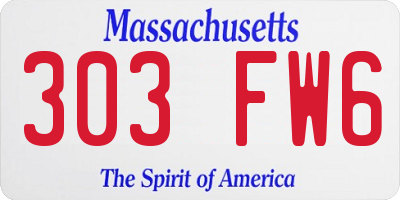 MA license plate 303FW6