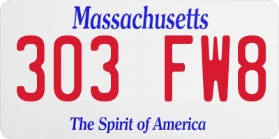 MA license plate 303FW8