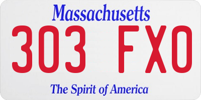 MA license plate 303FX0