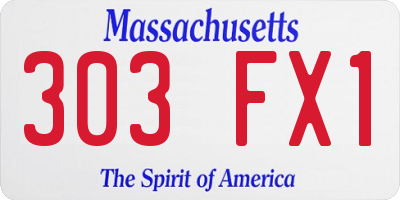 MA license plate 303FX1
