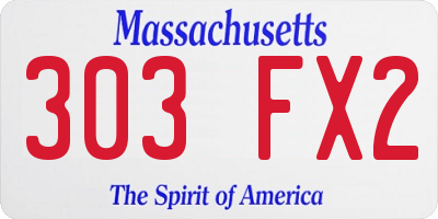 MA license plate 303FX2