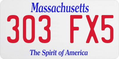 MA license plate 303FX5