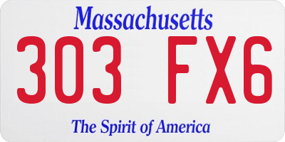 MA license plate 303FX6