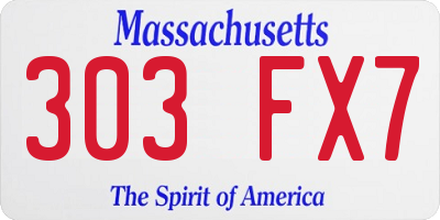 MA license plate 303FX7