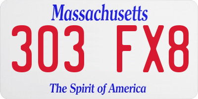 MA license plate 303FX8