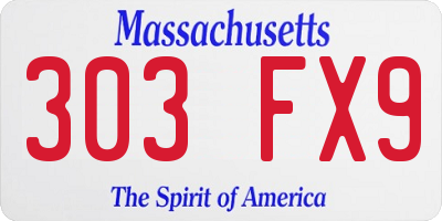 MA license plate 303FX9