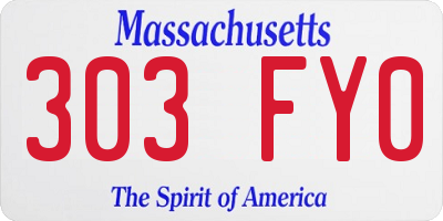 MA license plate 303FY0