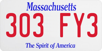 MA license plate 303FY3