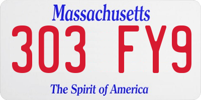 MA license plate 303FY9