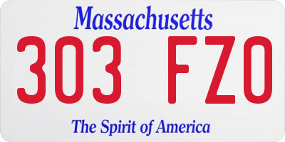 MA license plate 303FZ0
