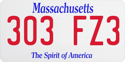 MA license plate 303FZ3