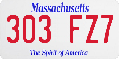 MA license plate 303FZ7