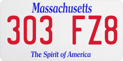 MA license plate 303FZ8